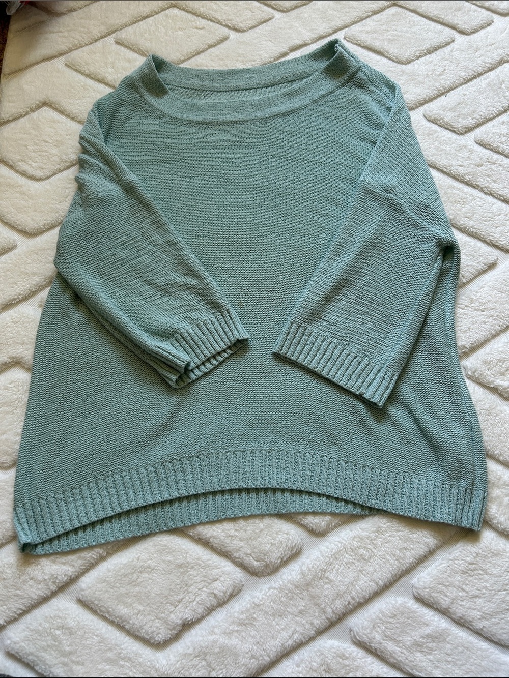 Relaxed Quarter Sleeve Boatneck Women's Sweater in Sky Blue